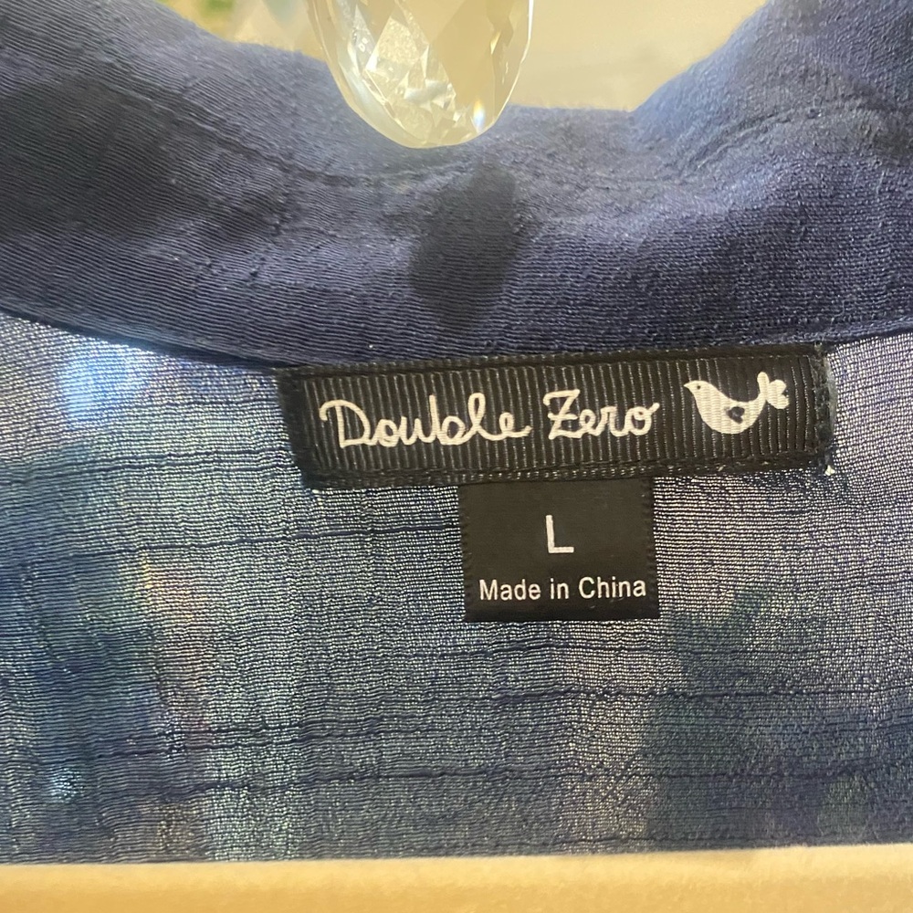 Double Zero Navy Sleeveless Button Front Shirt Dr… - image 2